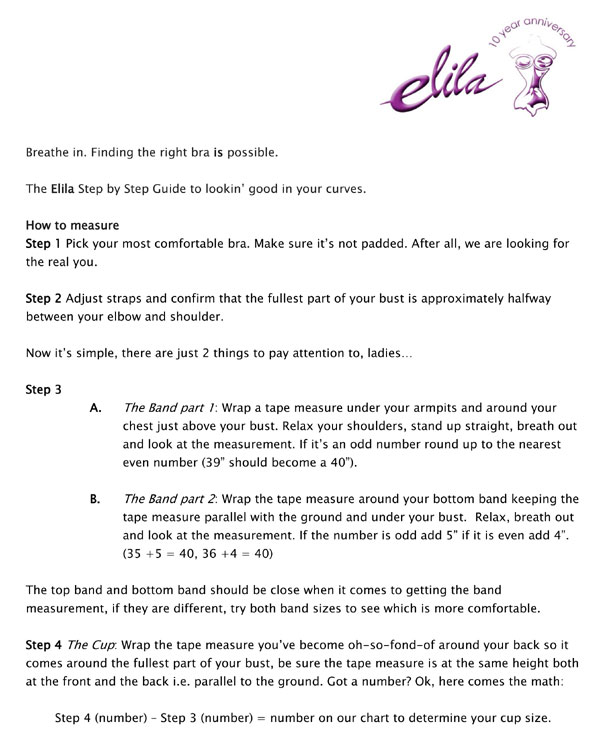 Elila Fitting Chart