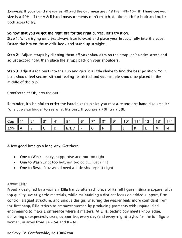 Elila Fitting Chart