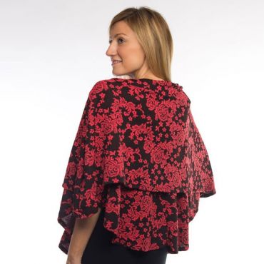 Wrapped In Love Coral/Black Floral Print Cowl