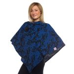 Style WILP 102 -  Blue &amp; Black Floral Print Chemotherapy Port Accessible Poncho