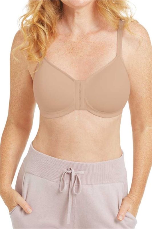 Amoena Womens Eliza Wire-Free Front Closure Pocketed Mastectomy Bra -  Comfortable, Adjustable Wide Straps