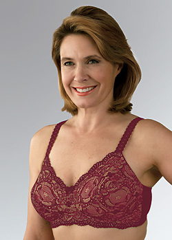 Classique Mastectomy Lace Bra Burgundy