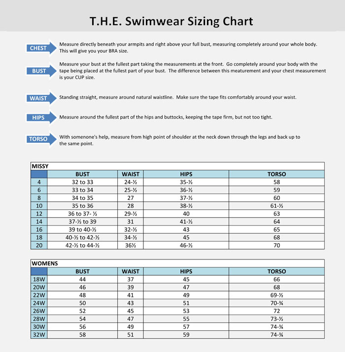 THE Swimsuit Size Chart
