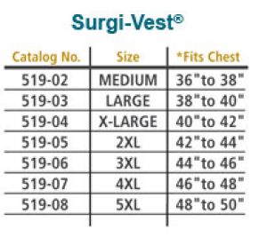 Surgi Vest Size Chart