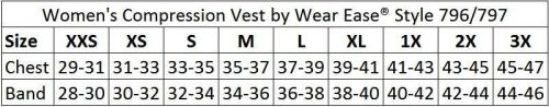 Wear Ease Compression Vest 796 Size Chart