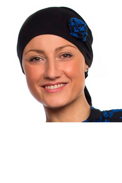 Royal Blue Black Rosette Chemotherapy Head Wrap WPH
