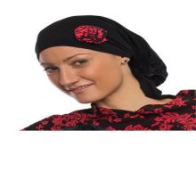 Style WILH 101 -  Coral/Black Rosette Chemotherapy Head Wrap