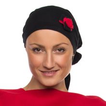 Style WILH 103 -  Paprika/Black Rosette Chemotherapy Head Wrap