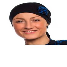 Style WILH 102 -  Royal Blue/Black Rosette Chemotherapy Head Wrap