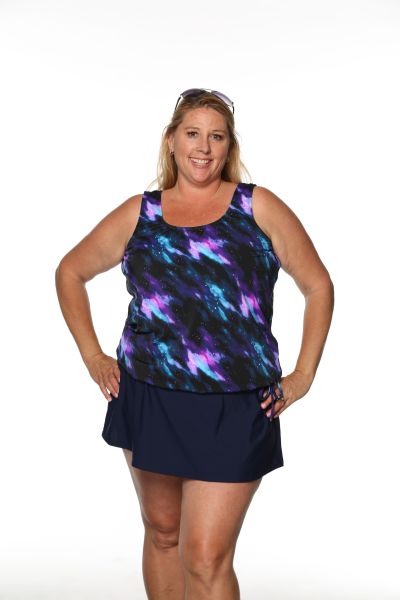 Style THE 16-80/757 -  T.H.E. Mastectomy Swim Blouson - Classic Print -Queen Size