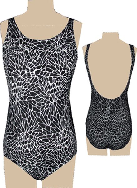 Style 1747/401 - Ceeb Mastectomy Swimsuit  "Shattered" Print - New! - Higher Neck