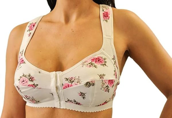 Style Nearly Me 5641 -  Nearly Me Post Mastectomy Lumpectomy Front Closure Pocket Bra - Mary Anne Large Floral