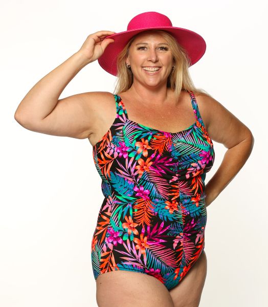 Style THE 963-80/748 -  T.H.E. Mastectomy Shirred Girl Leg Swimsuit 