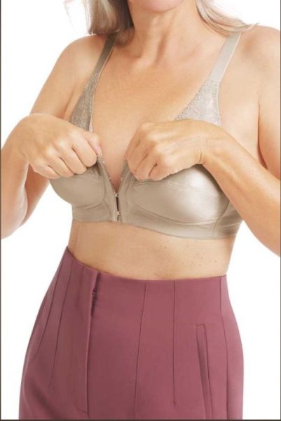 Style Amoena 44739 -  Amoena Mastectomy Bra Nancy Wire-Free Front Closure 44739 Beige Front Open