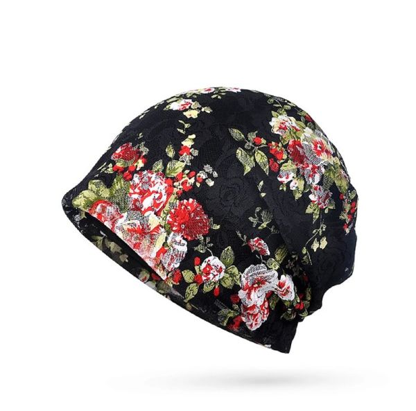 Style 190430 -  Soft Lace Chemo Cap / Beanie Black Print