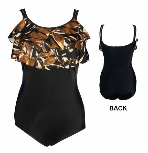 Style 1755-33/goldenpalms - Ceeb Mastectomy Swimsuit - 2 Ruffles