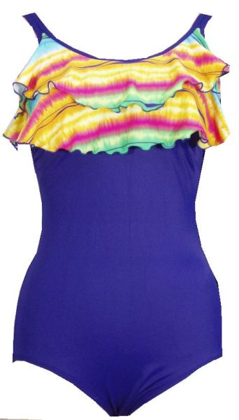 Style 1755-53/Rainbow - Ceeb Mastectomy Ruffled Swimsuit