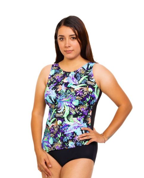 Style THE 1008-60/777/409 -  T.H.E. Mastectomy Draped Waist Line One Piece Swimsuit