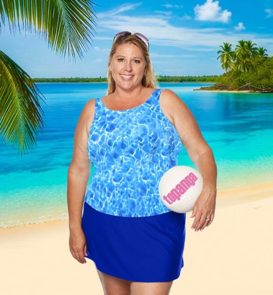 Style THE 32-80/761 -  T.H.E. Mastectomy Tankini Top - Mix and Match Queen Size Blue Ocean