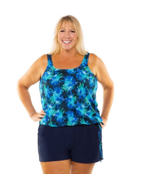 Style THE 16-80/767 -  T.H.E. Mastectomy Blouson Top Blue Splash - Queen Size