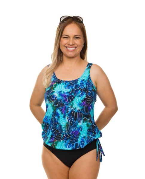 Style THE 16-60/773 -  T.H.E. Mastectomy Tank Strap Blouson - Electric Ocean New Print