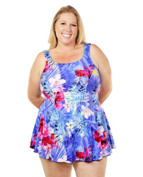 Style THE 996-60/764 -  T.H.E. Mastectomy Swim Dress - Panty and Skirt Paradise Queen Size