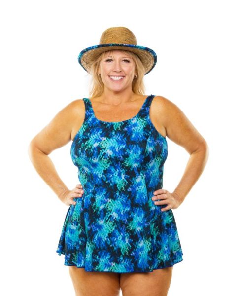 Style THE 996-60/767 -  T.H.E. Mastectomy Swim Dress - Panty and Skirt Attached Queen Size