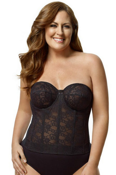 Elila Full Cup Strapless Long Line Bra - BLACK - 40C - NOT POCKETED