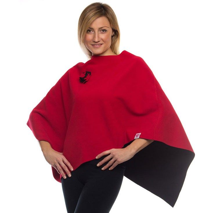 Black/Paprika Reversible Port Accessible Chemotherapy Poncho | WPH