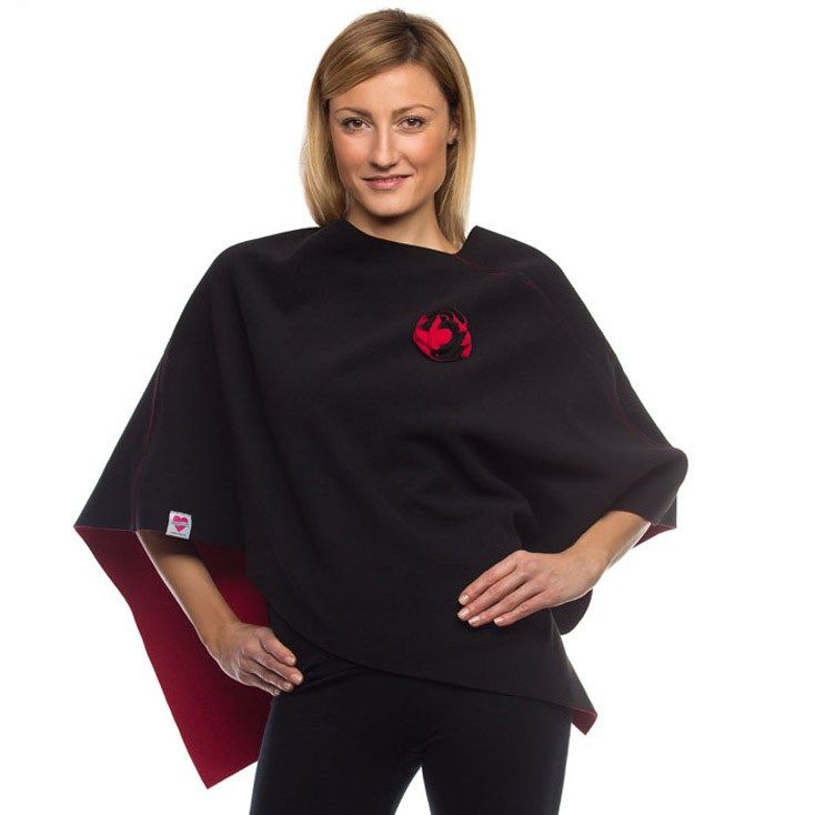 【WRYHT】ASYMMETRY CAPE PONCHO／新品タグ付／送料込 Black/Paprika Reversible Port Accessible Chemotherapy Poncho | WPH