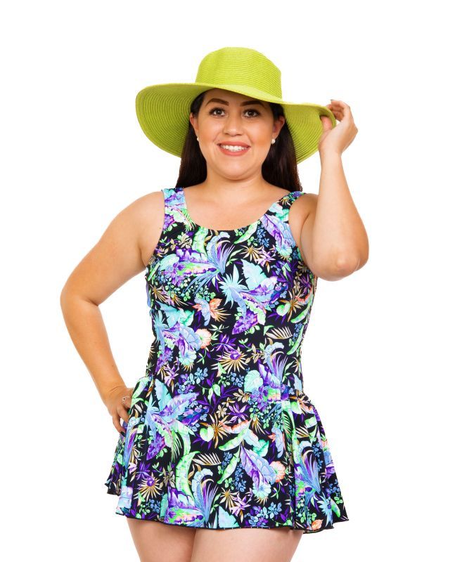 T.H.E. Mastectomy Swim Dress Bathing Suit with Pocketed Bra Tropical Heaven WPH