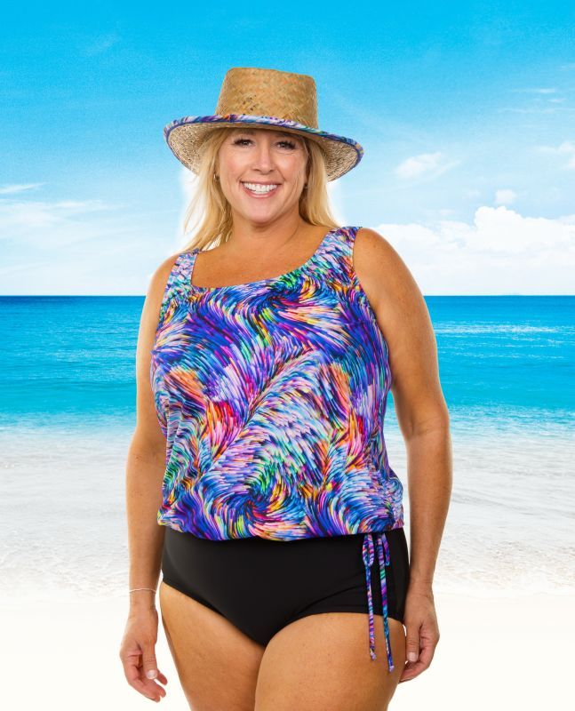 Plus size tankini with built 2025 in bra