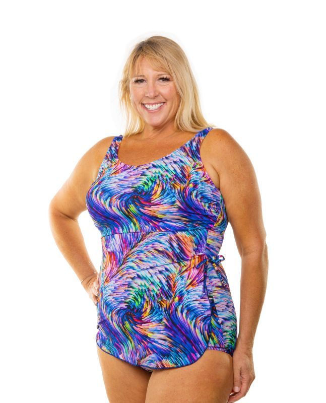 T.H.E. Mastectomy Classic Sarong Swimsuit - Rainbow Queen Size