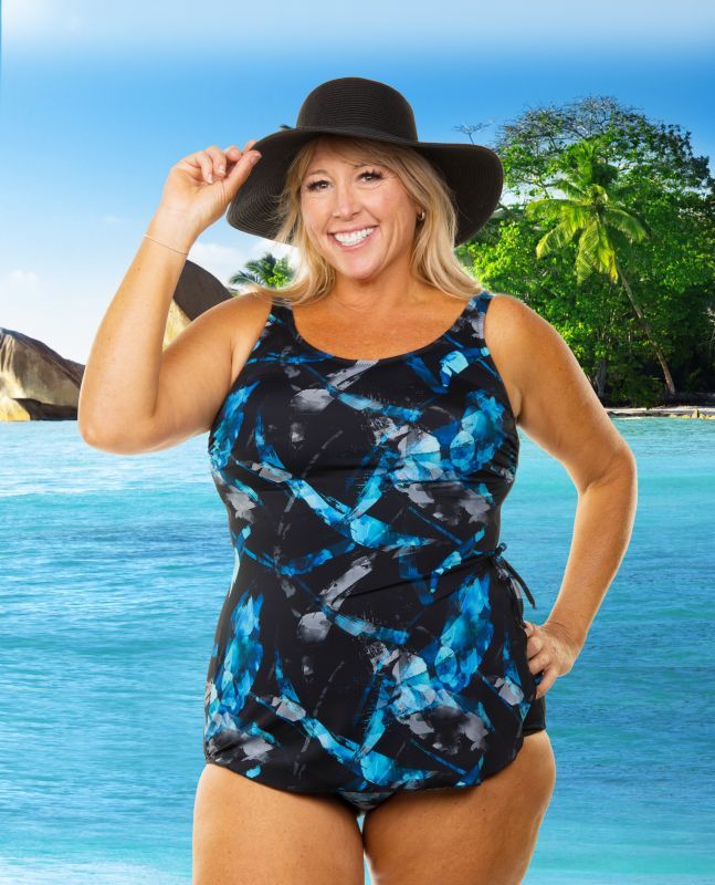 T.H.E. Mastectomy Classic Sarong Swimsuit - Blue Diamonds Queen