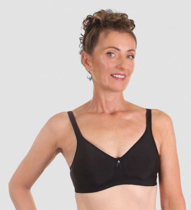 Clasique Mastectomy Seamless Sleek Comfort Cotton Bra 34AA Black at   Women's Clothing store