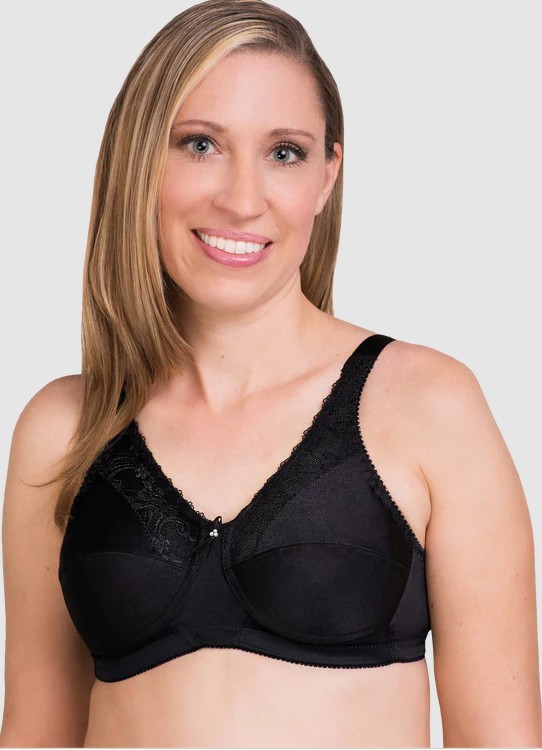 Trulife 'Barbara' Mastectomy Bra - Everyday Lace Soft Cup Bra - Black (Style 210)